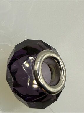 Free with bundle Purple Faceted Glass Bead with Silver Core jewelry part charm